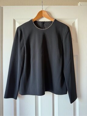 Alexander Wang Ball-Chain Embellished Crepe Black Blouse